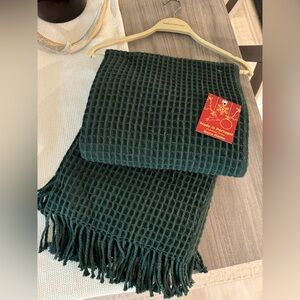 Dark Green Woven Christmas Throw Made in Portugal